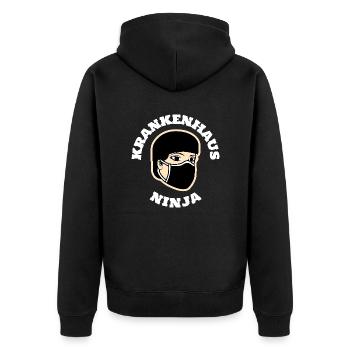 Krankenhaus Ninja - Unisex Premium Bio Zip Hoodie - Schwarz - Hinten - Nico (187cm)