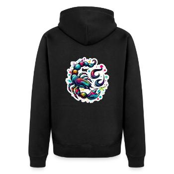 Zodiac Scorpion - Unisex Premium Bio Zip Hoodie - Schwarz - Hinten - Nico (187cm)