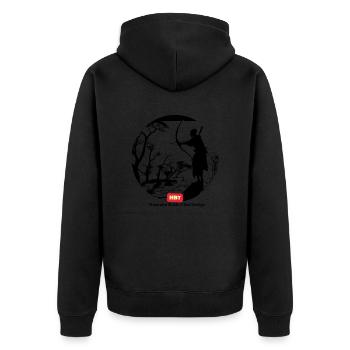 HBT 63 - Unisex Premium Organic Zip Hoodie - black - Back - Nico (187cm)