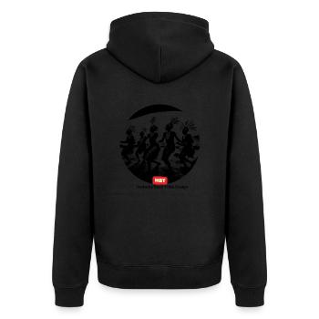 LGBT 57 - Unisex Premium Organic Zip Hoodie - black - Back - Nico (187cm)