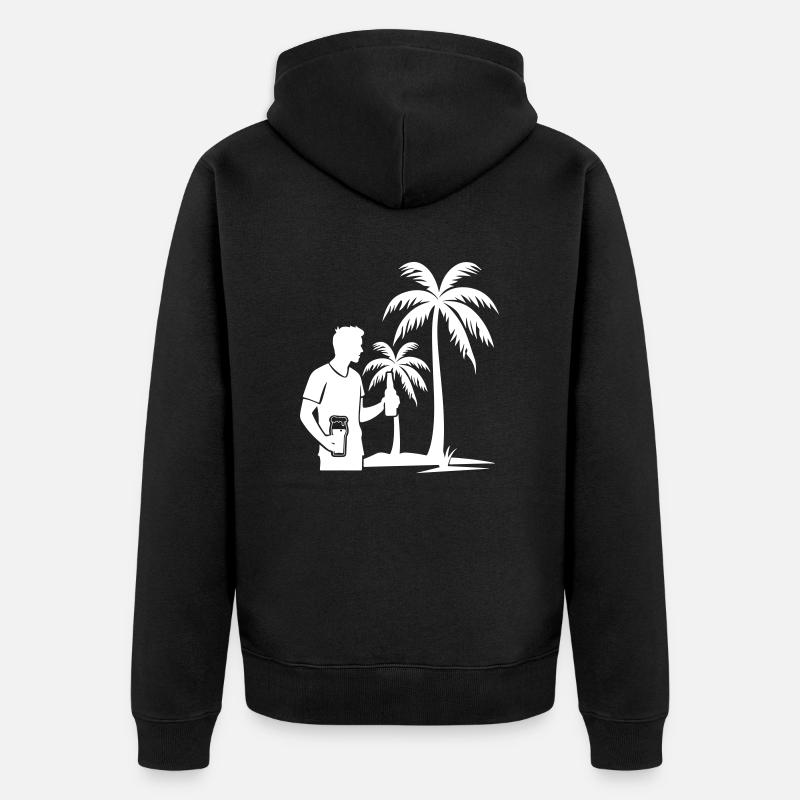 Palm Tree Holiday Boire - Veste à capuche bio Premium Unisexe - noir
