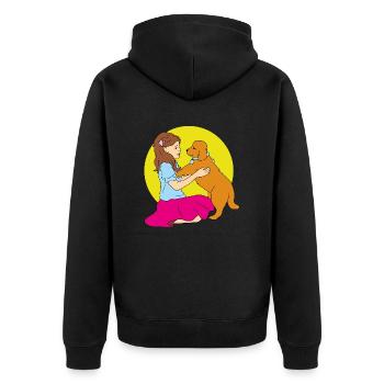 Fille jouant avec un chien - Veste à capuche bio Premium Unisexe - noir - Dos - Nico (187cm)