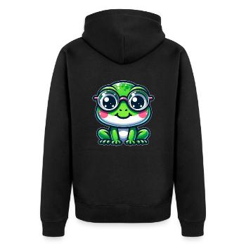 Grenouille mignonne avec des lunettes - Veste à capuche bio Premium Unisexe - noir - Dos - Nico (187cm)