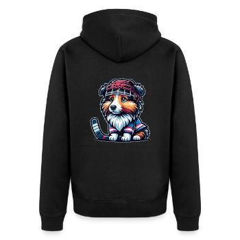Hockey Sheltie Player Helmet Cute - Unisex Premium Organic Zip Hoodie - black - Back - Nico (187cm)