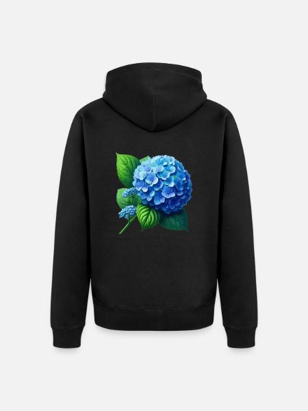 Hydrangea blue - Unisex Premium Organic Zip Hoodie - black