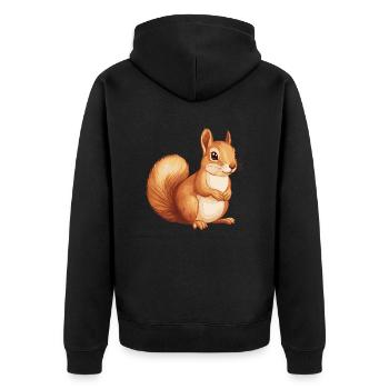 Eichhörnchen - Unisex Premium Bio Zip Hoodie - Schwarz - Hinten - Nico (187cm)