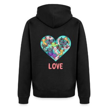 Love All Kinds Axolotl Design for Axolotl Fans - Unisex Premium Organic Zip Hoodie - black - Back - Nico (187cm)