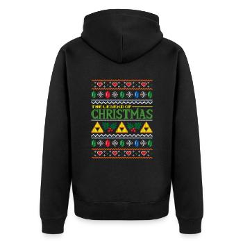 Ugly Christmas Sweater (Legendary Christmas) - Unisex Premium Bio Zip Hoodie - Schwarz - Hinten - Nico (187cm)