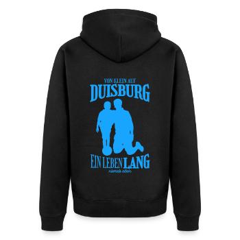 Duisburg Fußball Familie Geschenk - Unisex Premium Bio Zip Hoodie - Schwarz - Hinten - Nico (187cm)