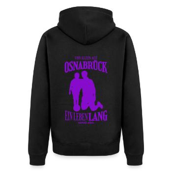 Osnabrück Fußball Familie Geschenk - Unisex Premium Bio Zip Hoodie - Schwarz - Hinten - Nico (187cm)