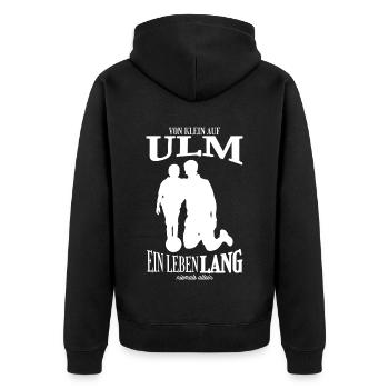Ulm Football Tradition Gift - Unisex Premium Organic Zip Hoodie - black - Back - Nico (187cm)