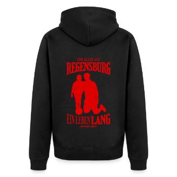 Regensburg Football Tradition Gift - Unisex Premium Organic Zip Hoodie - black - Back - Nico (187cm)