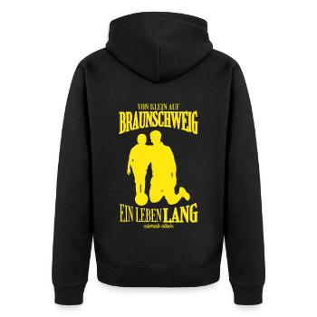 Brunswick Football Tradition Gift - Unisex Premium Organic Zip Hoodie - black - Back - Nico (187cm)