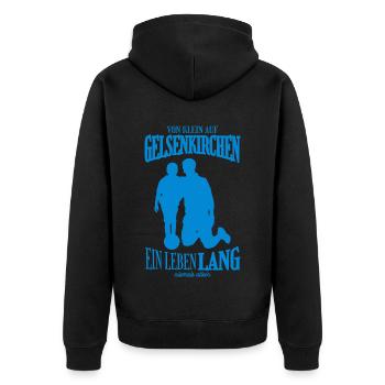 Gelsenkirchen Fußball Tradition Geschenk - Unisex Premium Bio Zip Hoodie - Schwarz - Hinten - Nico (187cm)