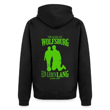 Hamburg Fußball Fans Geschenk - Unisex Premium Bio Zip Hoodie - Schwarz - Hinten - Nico (187cm)