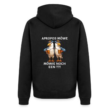 Möwen Bier - Unisex Premium Bio Zip Hoodie - Schwarz - Hinten - Nico (187cm)