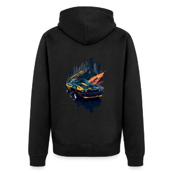 Klassischer Sportwagen - Unisex Premium Bio Zip Hoodie - Schwarz - Hinten - Nico (187cm)
