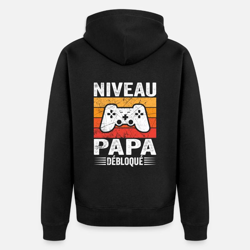Niveau Papa Débloqué - Veste à capuche bio Premium Unisexe - noir