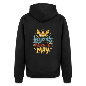 Legends are born in May - Unisex Premium Bio Zip Hoodie - Schwarz - Hinten - Nico (187cm)