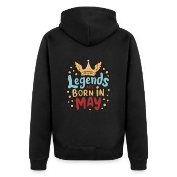 Legends are born in May - Unisex Premium Bio Zip Hoodie - Schwarz - Hinten - Nico (187cm)