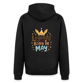 Legends are born in May - Unisex Premium Bio Zip Hoodie - Schwarz - Hinten - Nico (187cm)