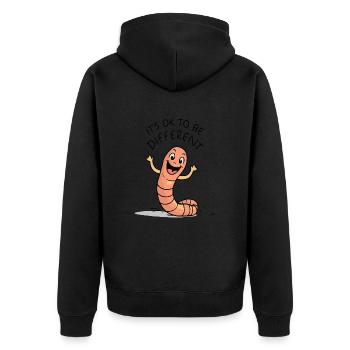 Lustiger Wurm Würmer Lustige Sprüche Lustige Tiere - Unisex Premium Bio Zip Hoodie - Schwarz - Hinten - Nico (187cm)