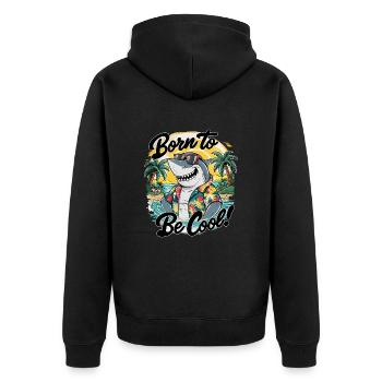 Drôle de requin avec des lunettes de soleil vacances d’été - Veste à capuche bio Premium Unisexe - noir - Dos - Nico (187cm)