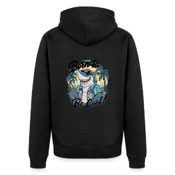 Lustiger Hai mit Sonnenbrille Sommer Urlaub - Unisex Premium Bio Zip Hoodie - Schwarz - Hinten - Nico (187cm)