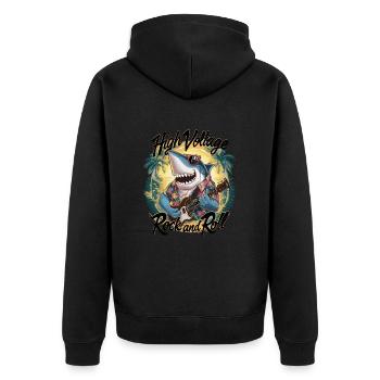 Drôle de requin avec guitare Vacances d’été à la plage - Veste à capuche bio Premium Unisexe - noir - Dos - Nico (187cm)