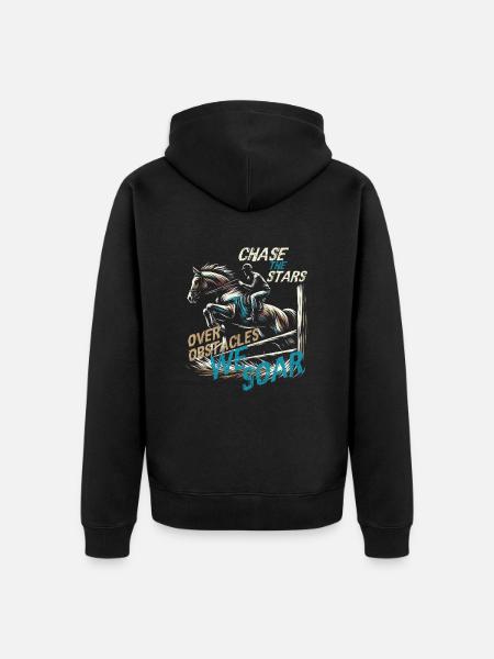 JAGEN SIE DIE STERNE ÜBER HINDERNISSE WIR SCHWEBEN, REITER - Unisex Premium Bio Zip Hoodie - Schwarz