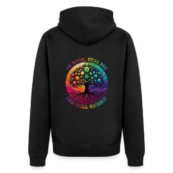 NOUS ÉTIONS, SOMMES TOUJOURS, ET RESTERONS LGBTQIA+ - Veste à capuche bio Premium Unisexe - noir - Dos - Nico (187cm)