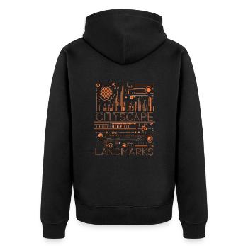 Urbane Wunder: Ikonische Stadtansichten und Wahrzeichen - Unisex Premium Bio Zip Hoodie - Schwarz - Hinten - Nico (187cm)