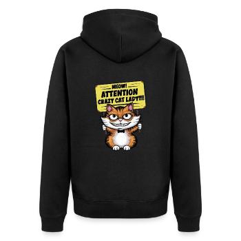 Miau Lustige Katze Sprüche Katzen Spruch - Unisex Premium Bio Zip Hoodie - Schwarz - Hinten - Nico (187cm)