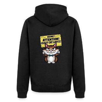 Miau Lustige Katze Sprüche Katzen Spruch - Unisex Premium Bio Zip Hoodie - Schwarz - Hinten - Nico (187cm)