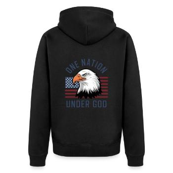 Amérique États-Unis Dire Une Nation sous Dieu 4 juillet - Veste à capuche bio Premium Unisexe - noir - Dos - Nico (187cm)