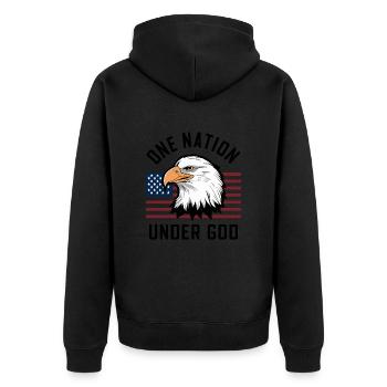 Amérique États-Unis Dire Une Nation sous Dieu 4 juillet - Veste à capuche bio Premium Unisexe - noir - Dos - Nico (187cm)