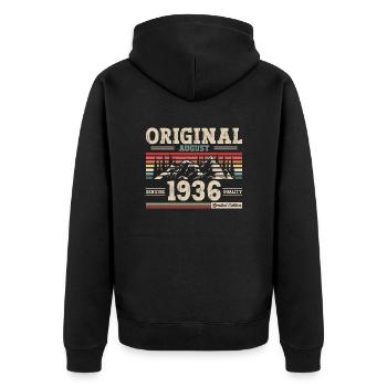 88e anniversaire Original août 1936 Né en 1936 - Veste à capuche bio Premium Unisexe - noir - Dos - Nico (187cm)