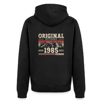 39ème Anniversaire Millésime Septembre 1985 Cru 85 - Veste à capuche bio Premium Unisexe - noir - Dos - Nico (187cm)