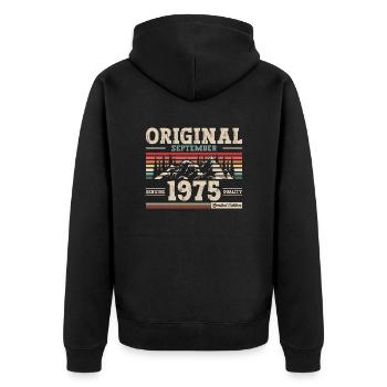 50. Geburtstag Vintage September 1975 Geschenkidee - Unisex Premium Bio Zip Hoodie - Schwarz - Hinten - Nico (187cm)