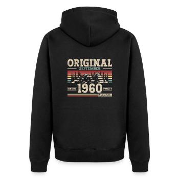 65. Geburtstag Legende September 1960 Jahrgang 60 - Unisex Premium Bio Zip Hoodie - Schwarz - Hinten - Nico (187cm)