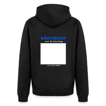 70th Birthday Guestbook to Sign Funny - Unisex Premium Organic Zip Hoodie - black - Back - Nico (187cm)
