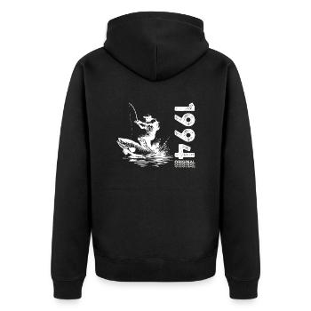 30ème Anniversaire Pêcheur Pêche 1994 Millésime 1994 - Veste à capuche bio Premium Unisexe - noir - Dos - Nico (187cm)