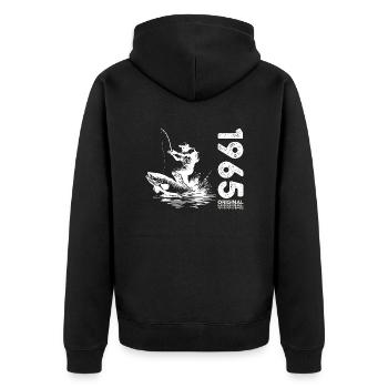 60ème Anniversaire Pêcheur Pêche 1965 Millésime 1965 - Veste à capuche bio Premium Unisexe - noir - Dos - Nico (187cm)