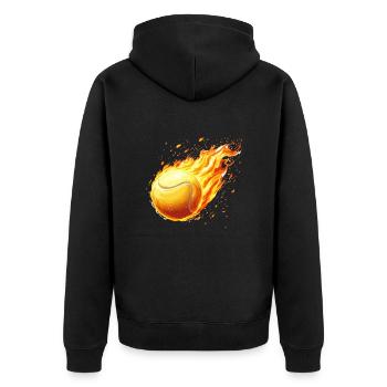 brennender Tennisball Feuer Tennisspieler - Unisex Premium Bio Zip Hoodie - Schwarz - Hinten - Nico (187cm)