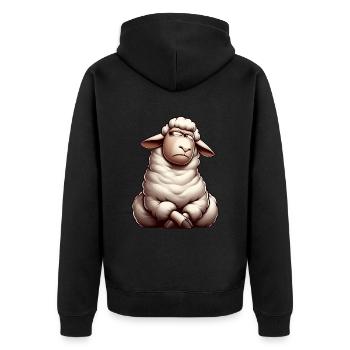 Skeptical Sheep Cartoon Comic Bull - Unisex Premium Organic Zip Hoodie - black - Back - Nico (187cm)