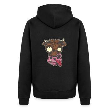 Cow crazy verrückte Kuh - Unisex Premium Bio Zip Hoodie - Schwarz - Hinten - Nico (187cm)