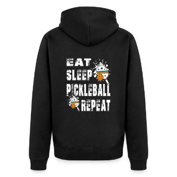 pickleball, t-shirt, - Unisex Premium Organic Zip Hoodie - black - Back - Nico (187cm)