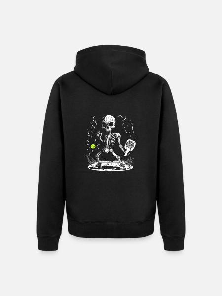 Spooky Pickleball Halloween Skeleton - Unisex Premium Organic Zip Hoodie - black
