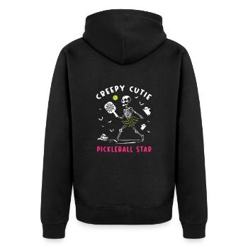 Gruselige Cutie Pickleball Skelett Halloween Frauen - Unisex Premium Bio Zip Hoodie - Schwarz - Hinten - Nico (187cm)