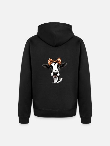 Økologisk outfit med ko til veganere og koelskere Moo - Premium økologisk unisex-hættejakke - sort